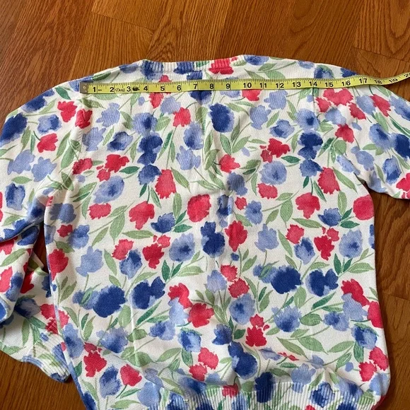 LL Bean Red and Blue Cotton Cardigan, Size M - Picture 8 of 10